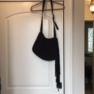 Balmain Black Suede Fringe Crossbody Messenger